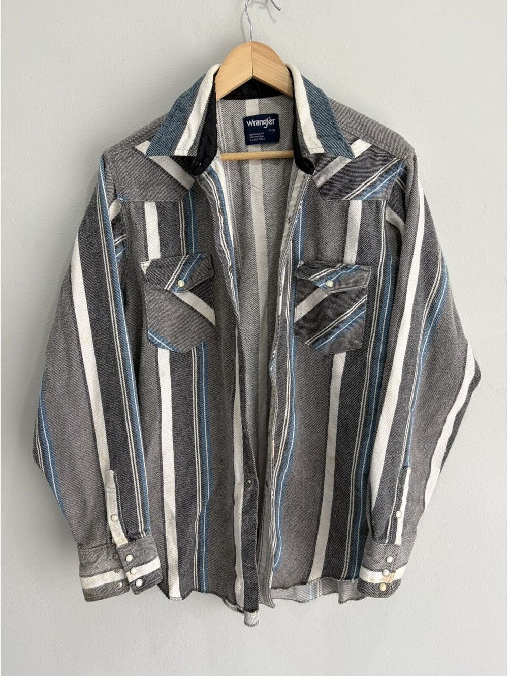 Vintage Wrangler Button Up Striped Shirt flannel pearl snap